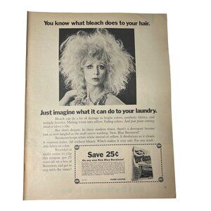 Vintage 1970 Print Ad New Blue Borateem Laundry Detergent With Coupon Original u